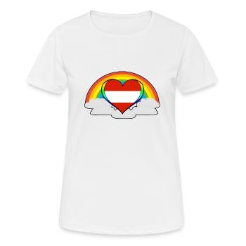 Geschenk Regenbogen Pride Stolz Österreich - Frauen T-Shirt atmungsaktiv - Weiß - Vorne - AI Model Female 172 dark (172cm)
