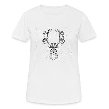 Hirsch Geweih - Frauen T-Shirt atmungsaktiv - Weiß - Vorne - AI Model Female 172 dark (172cm)