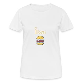 J'adore les hamburgers - T-shirt respirant Femme - blanc - Devant - AI Model Female 172 dark (172cm)