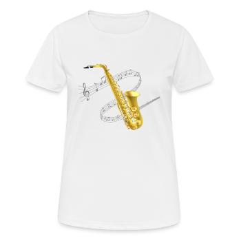Saxophone music - Women's Breathable T-Shirt - white - Front - AI Model Female 172 dark (172cm)