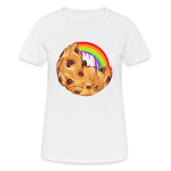 Cookie arc-en- - T-shirt respirant Femme - blanc - Devant - AI Model Female 172 dark (172cm)