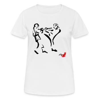 MUAY THAI, BOXE THAI, BOXE THAI, - T-shirt respirant Femme - blanc - Devant - AI Model Female 172 dark (172cm)