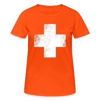 SHAPES FORMEN GRUNGE - Frauen T-Shirt atmungsaktiv - Neonorange - Vorne - AI Model Female 172 dark (172cm)
