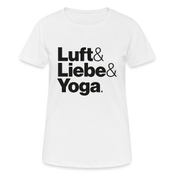 Luft & Liebe & Yoga - Frauen T-Shirt atmungsaktiv - Weiß - Vorne - AI Model Female 172 dark (172cm)
