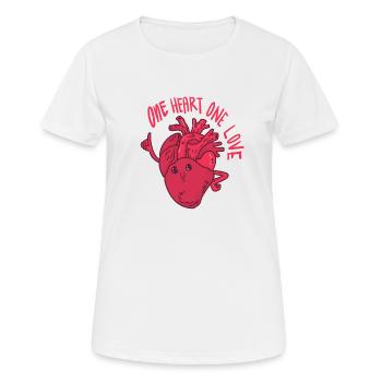 Ein Herz eine Liebe - Frauen T-Shirt atmungsaktiv - Weiß - Vorne - AI Model Female 172 dark (172cm)