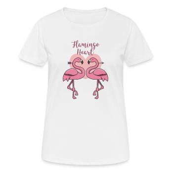 Heart flamingo couple gift in love tropical pink - Women's Breathable T-Shirt - white - Front - AI Model Female 172 dark (172cm)