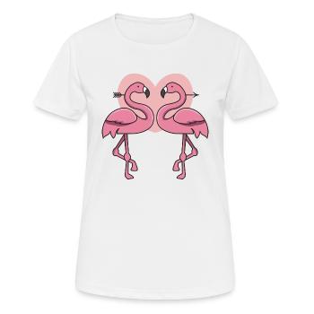 Heart Flamingo in love gift pink exotic - Women's Breathable T-Shirt - white - Front - AI Model Female 172 dark (172cm)