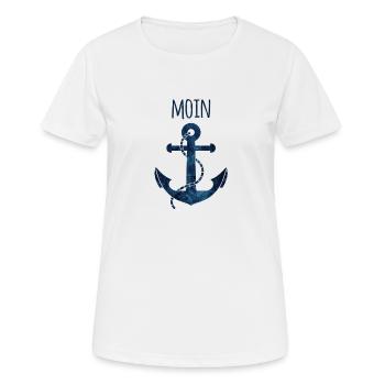 Anker Moin blau - Frauen T-Shirt atmungsaktiv - Weiß - Vorne - AI Model Female 172 dark (172cm)