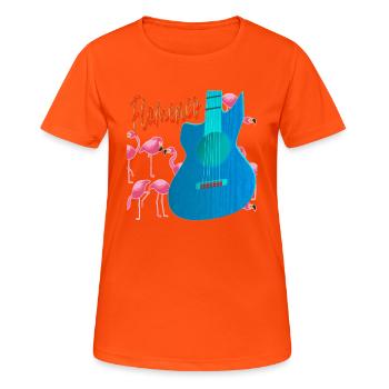Flamants flamenco guitare - T-shirt respirant Femme - orange néon - Devant - AI Model Female 172 dark (172cm)