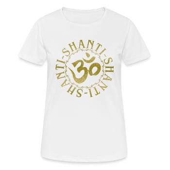 Calligraphy OM shanti shanti shanti shanti - circle 3 - T-shirt respirant Femme - blanc - Devant - AI Model Female 172 dark (172cm)