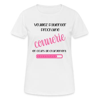 Veuillez patienter prochaine connerie chargement - T-shirt respirant Femme - blanc - Devant - AI Model Female 172 dark (172cm)