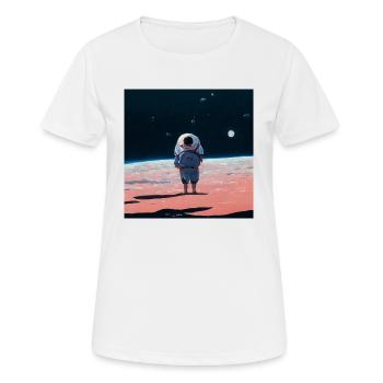 lonely spaceman looking into the void - Frauen T-Shirt atmungsaktiv - Weiß - Vorne - AI Model Female 172 dark (172cm)