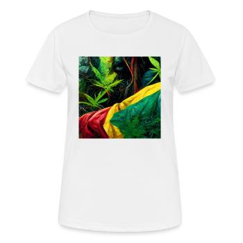Rastafari fumant de l’herbe dans la jungle PEINTURE IA - T-shirt respirant Femme - blanc - Devant - AI Model Female 172 dark (172cm)