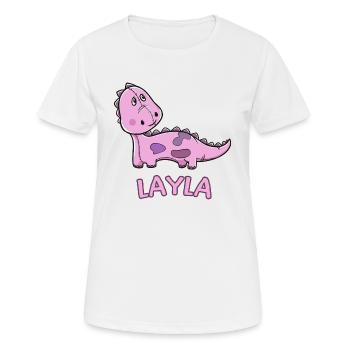 Dinosaurier lustig Kind Layla Geschenk Geburtstag - Frauen T-Shirt atmungsaktiv - Weiß - Vorne - AI Model Female 172 dark (172cm)