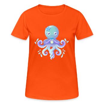 OctoCute edition 2018 - Frauen T-Shirt atmungsaktiv - Neonorange - Vorne - AI Model Female 172 dark (172cm)