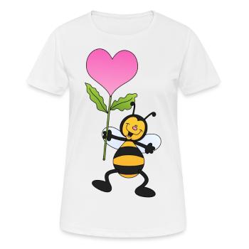 Abeille avec fleur de cœur amour Saint-Valentin - T-shirt respirant Femme - blanc - Devant - AI Model Female 172 dark (172cm)