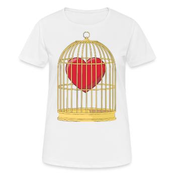 CAGED HEART - CŒUR DANS LA CAGE - T-shirt respirant Femme - blanc - Devant - AI Model Female 172 dark (172cm)