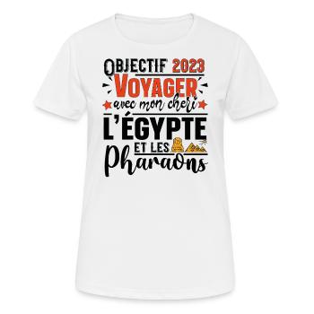 Egypte Pharaon Femme Fille Cadeau Couple Rose - T-shirt respirant Femme - blanc - Devant - AI Model Female 172 dark (172cm)