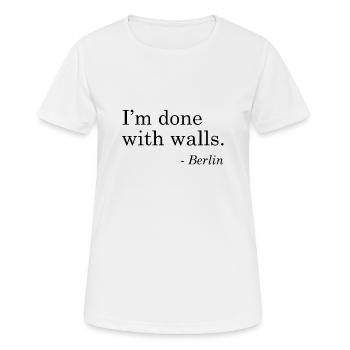 Je n’ai pas de portefeuilles. Berlin - T-shirt respirant Femme - blanc - Devant - AI Model Female 172 dark (172cm)