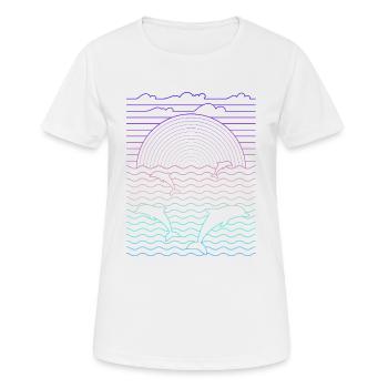 Sea & Dolphins (Lines) - Women's Breathable T-Shirt - white - Front - AI Model Female 172 dark (172cm)