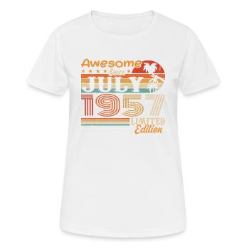 Juli 1957 Juli Geburtstagsgeschenk Juli 1957 - Frauen T-Shirt atmungsaktiv - Weiß - Vorne - AI Model Female 172 dark (172cm)