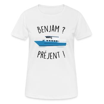 benjam préjent - T-shirt respirant Femme - blanc - Devant - AI Model Female 172 dark (172cm)