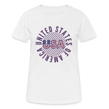 USA - Frauen T-Shirt atmungsaktiv - Weiß - Vorne - AI Model Female 172 dark (172cm)