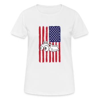 USA Chargeuse sur pneus Amérique - T-shirt respirant Femme - blanc - Devant - AI Model Female 172 dark (172cm)