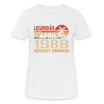 Born in April 1989 Funny Birthday Retro - Women's Breathable T-Shirt - white - Front - AI Model Female 172 dark (172cm)