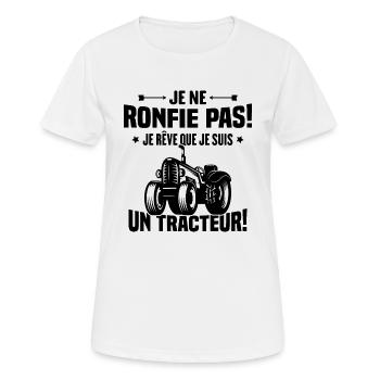 Je Ne Ronfle Pas Je Rêve Que Je Suis Un Tracteur - T-shirt respirant Femme - blanc - Devant - AI Model Female 172 dark (172cm)