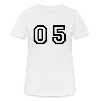 Nummer - 05 - null fünf - Frauen T-Shirt atmungsaktiv - Weiß - Vorne - AI Model Female 172 dark (172cm)