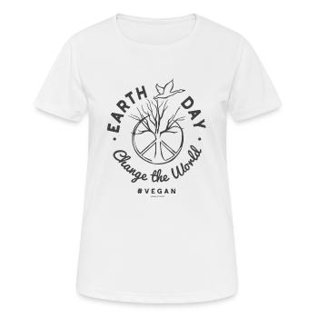 L'amour de la terre chaque jour #vegan T (Journée de la Terre) - T-shirt respirant Femme - blanc - Devant - AI Model Female 172 dark (172cm)