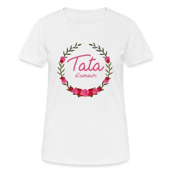 Tata d'amour - T-shirt respirant Femme - blanc - Devant - AI Model Female 172 dark (172cm)