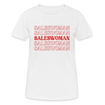 Vendeuse Vendeuse Représentante des ventes - T-shirt respirant Femme - blanc - Devant - AI Model Female 172 dark (172cm)