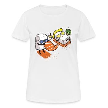 Sushi Strand lustig Fisch Geschenk Weihnachten - Frauen T-Shirt atmungsaktiv - Weiß - Vorne - AI Model Female 172 dark (172cm)