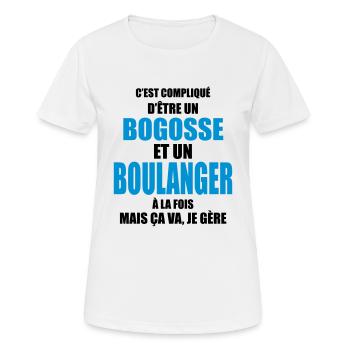 compliqué d'être un bogosse et un boulanger - T-shirt respirant Femme - blanc - Devant - AI Model Female 172 dark (172cm)