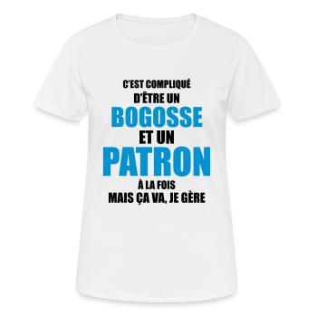compliqué d'être un bogosse et un patron - T-shirt respirant Femme - blanc - Devant - AI Model Female 172 dark (172cm)