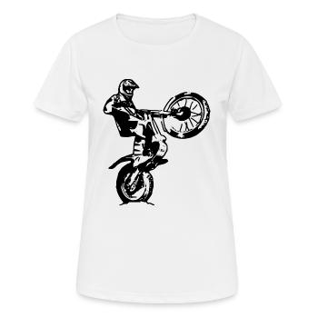 Trials rider Wheelie - Women's Breathable T-Shirt - white - Front - AI Model Female 172 dark (172cm)