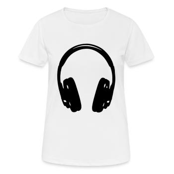 Headphones, headset, music, bass, sound, headphone - Women's Breathable T-Shirt - white - Front - AI Model Female 172 dark (172cm)