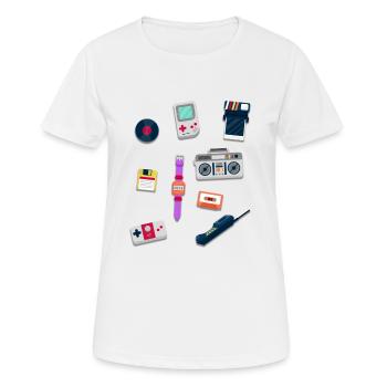 Objekte aus den 80er Jahren - Retro Design - Frauen T-Shirt atmungsaktiv - Weiß - Vorne - AI Model Female 172 dark (172cm)
