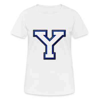 Varsity Y Yale - Frauen T-Shirt atmungsaktiv - Weiß - Vorne - AI Model Female 172 dark (172cm)