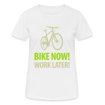 Vélo maintenant Travailler plus tard Bicyclette Selle Loisirs Sport - T-shirt respirant Femme - blanc - Devant - AI Model Female 172 dark (172cm)