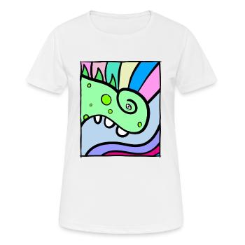 Chamäleon im Farbkasten abstrakt Phantasie - Frauen T-Shirt atmungsaktiv - Weiß - Vorne - AI Model Female 172 dark (172cm)