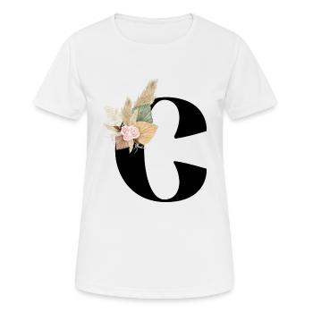 lettre C fleuris - T-shirt respirant Femme - blanc - Devant - AI Model Female 172 dark (172cm)