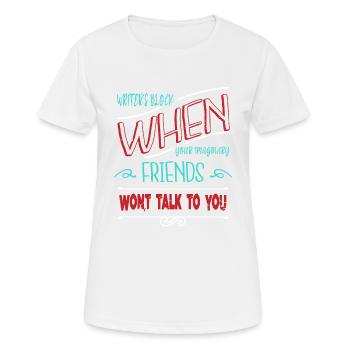 literatuur citaat fiets creatief schrijven plezier - Vrouwen T-shirt ademend actief - wit - Voor - AI Model Female 172 dark (172cm)