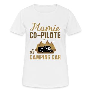 Mamie co-pilote de camping car cadeau mamie van - T-shirt respirant Femme - blanc - Devant - AI Model Female 172 dark (172cm)