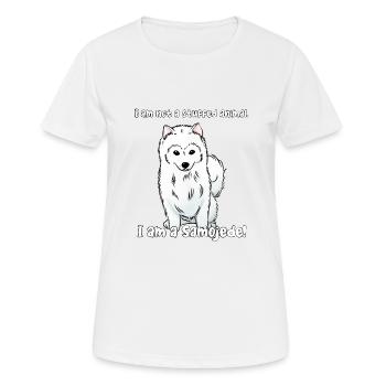 Ich bin kein Kuscheltier. Ich bin ein Samojede! - Frauen T-Shirt atmungsaktiv - Weiß - Vorne - AI Model Female 172 dark (172cm)