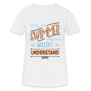 maillot de bain tshirts déclaration natation drôle heureux - T-shirt respirant Femme - blanc - Devant - AI Model Female 172 dark (172cm)