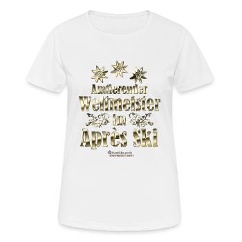 Après Ski Weltmeister - Frauen T-Shirt atmungsaktiv - Weiß - Vorne - AI Model Female 172 dark (172cm)