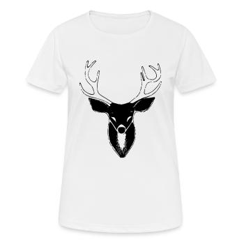 Deer Head in Autumn Deer Antlers Goat Deer Vector - Women's Breathable T-Shirt - white - Front - AI Model Female 172 dark (172cm)